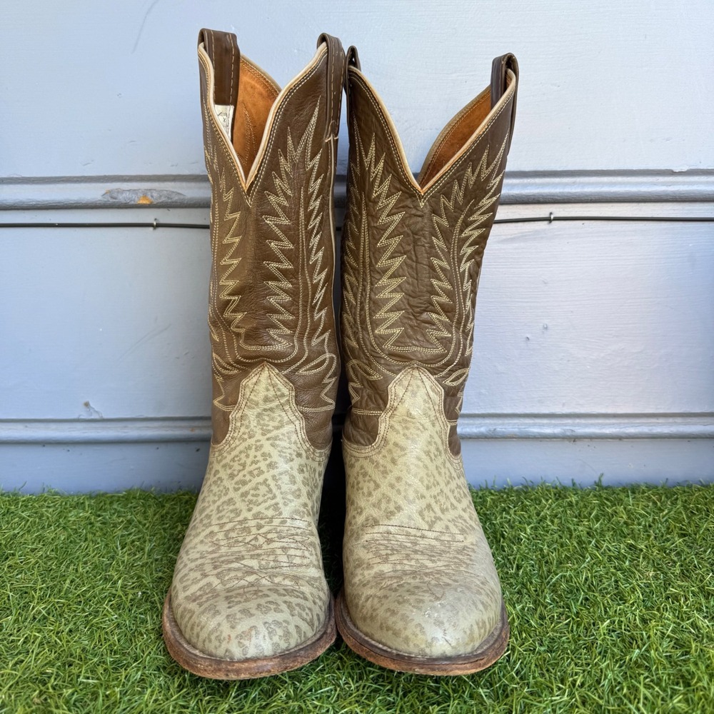 Vtg 90s Nocona Boots Elephant Print Cowboy Womens Boots Size 6.5 C Rodeo Gray